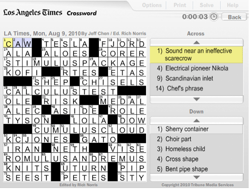 Times Crossword Puzzles on La Times Crossword Daily