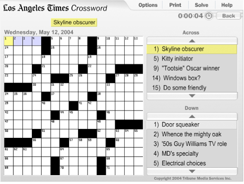Crossword Puzzles Times on Los Angeles Times Daily Crossword By Tribune Media Services